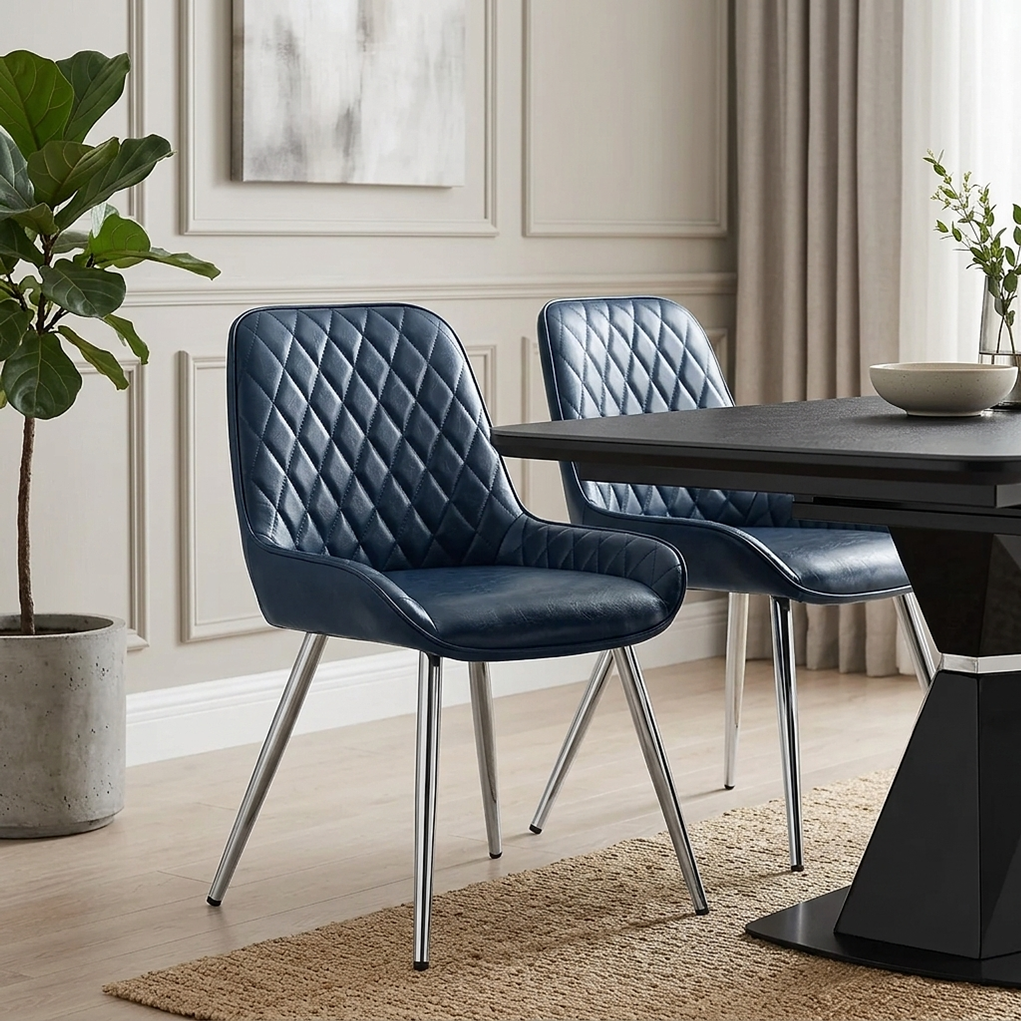 Lincoln Chrome Chair Antique Blue