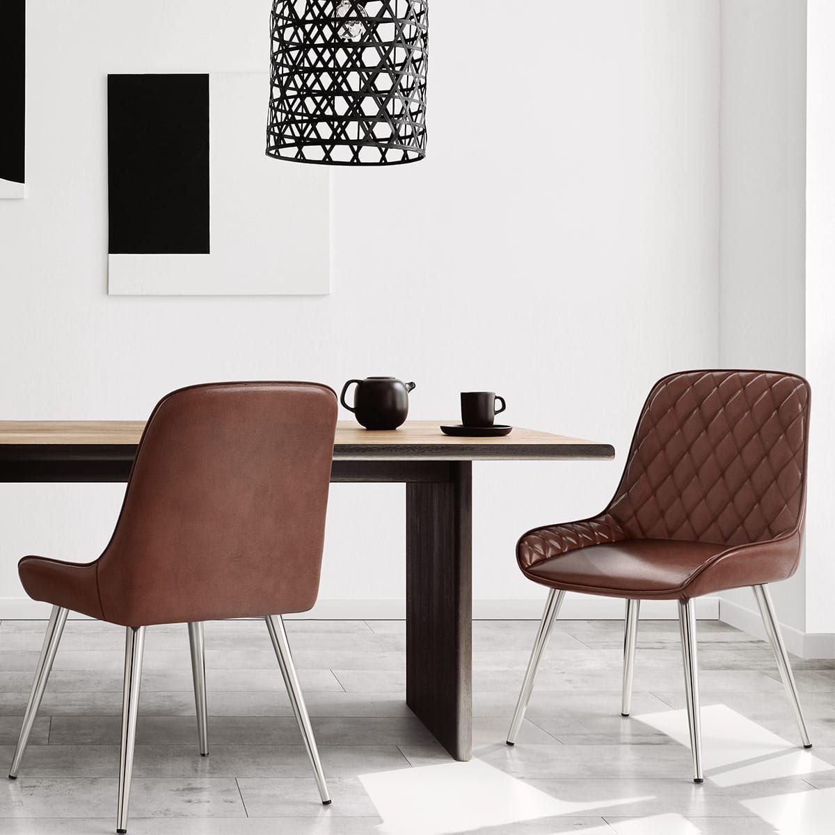 Lincoln Chrome Chair Antique Brown