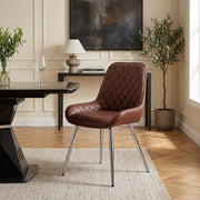 Lincoln Chrome Chair Antique Brown