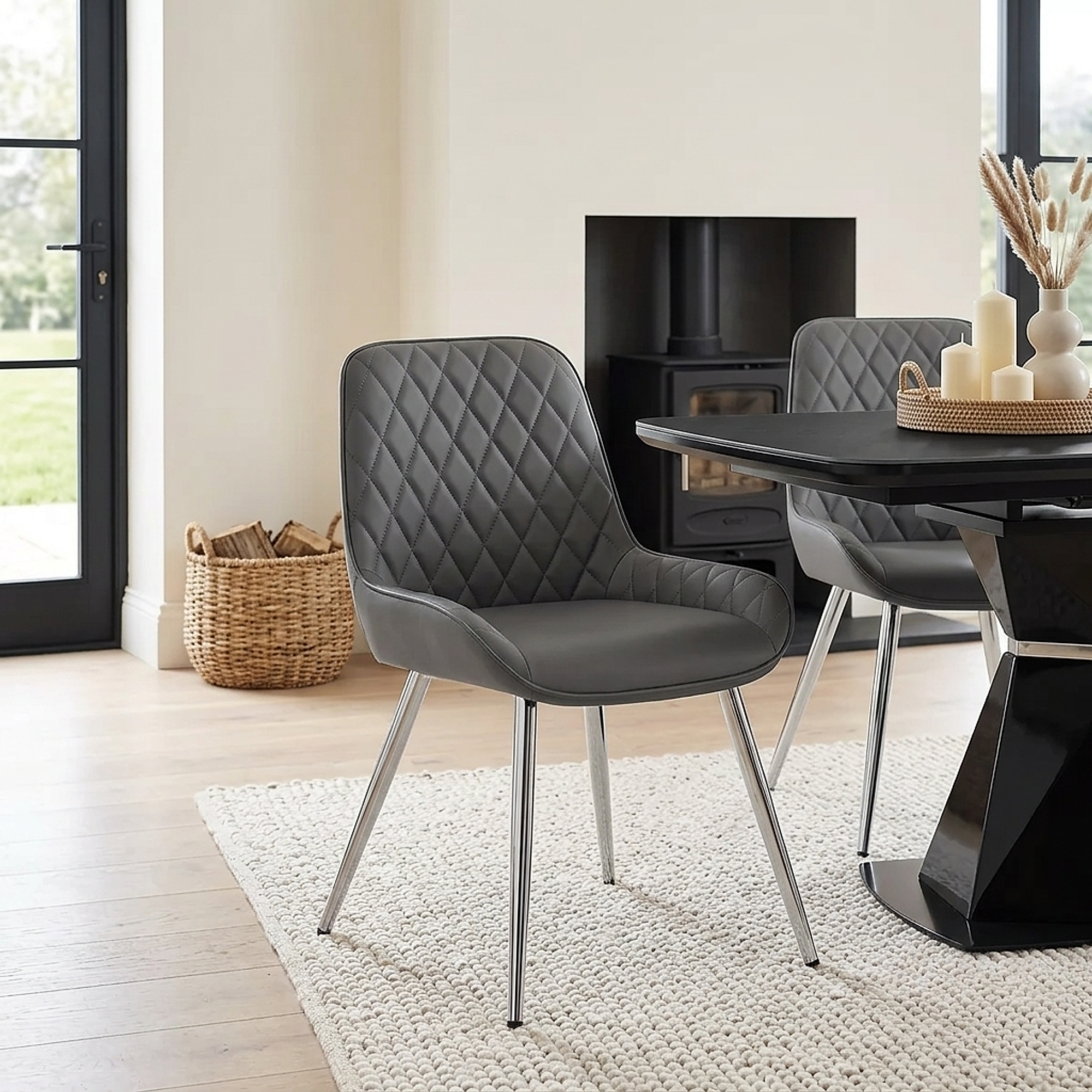 Lincoln Chrome Chair Grey