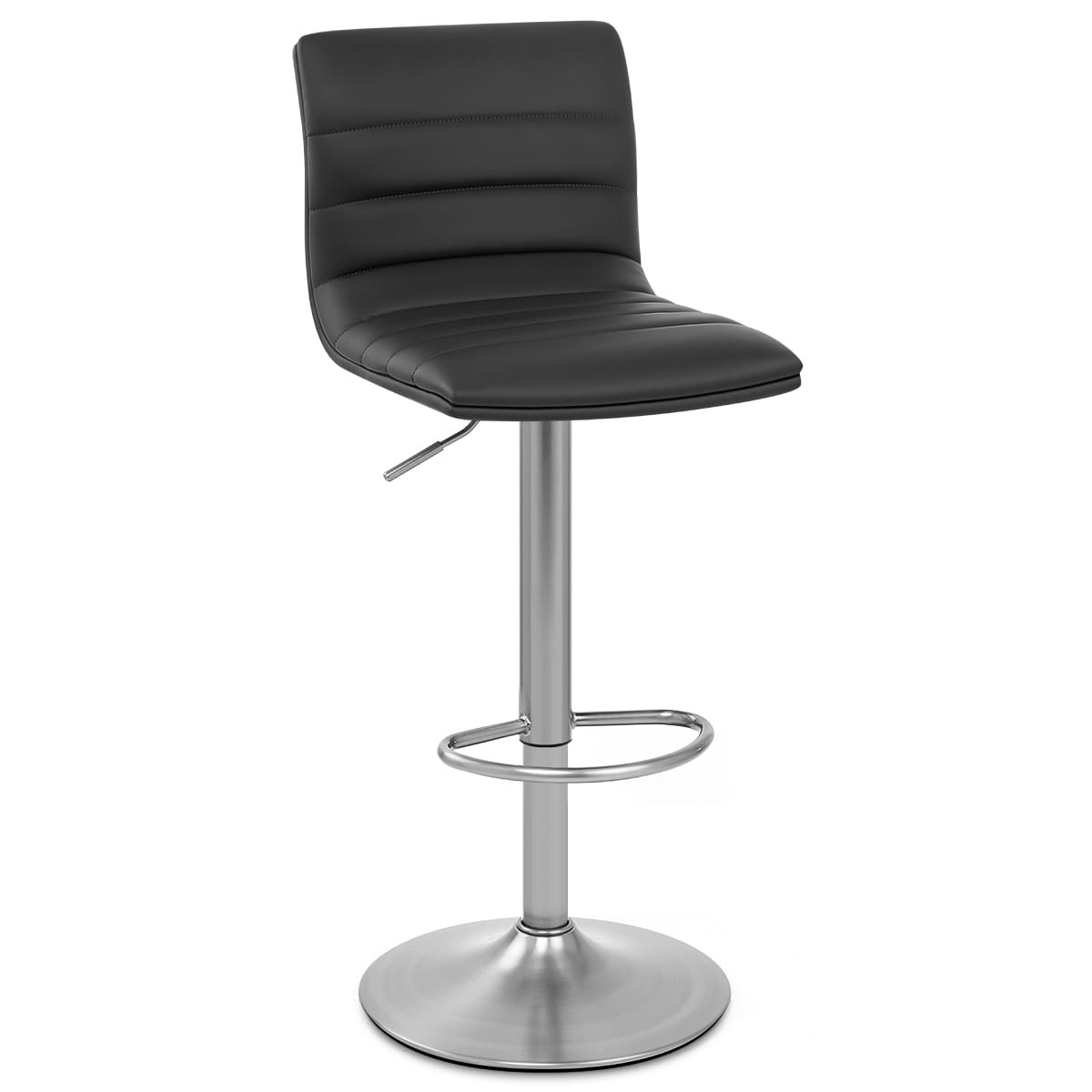 Linear Brushed Steel Bar Stool Black