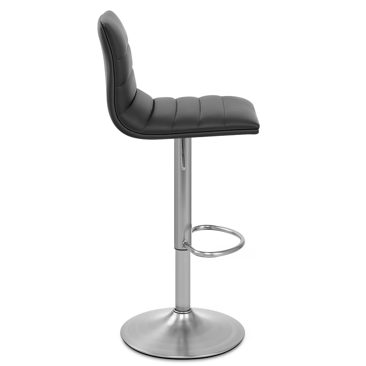 Linear Brushed Steel Bar Stool Black