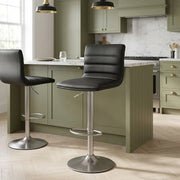 Linear Brushed Steel Bar Stool Black