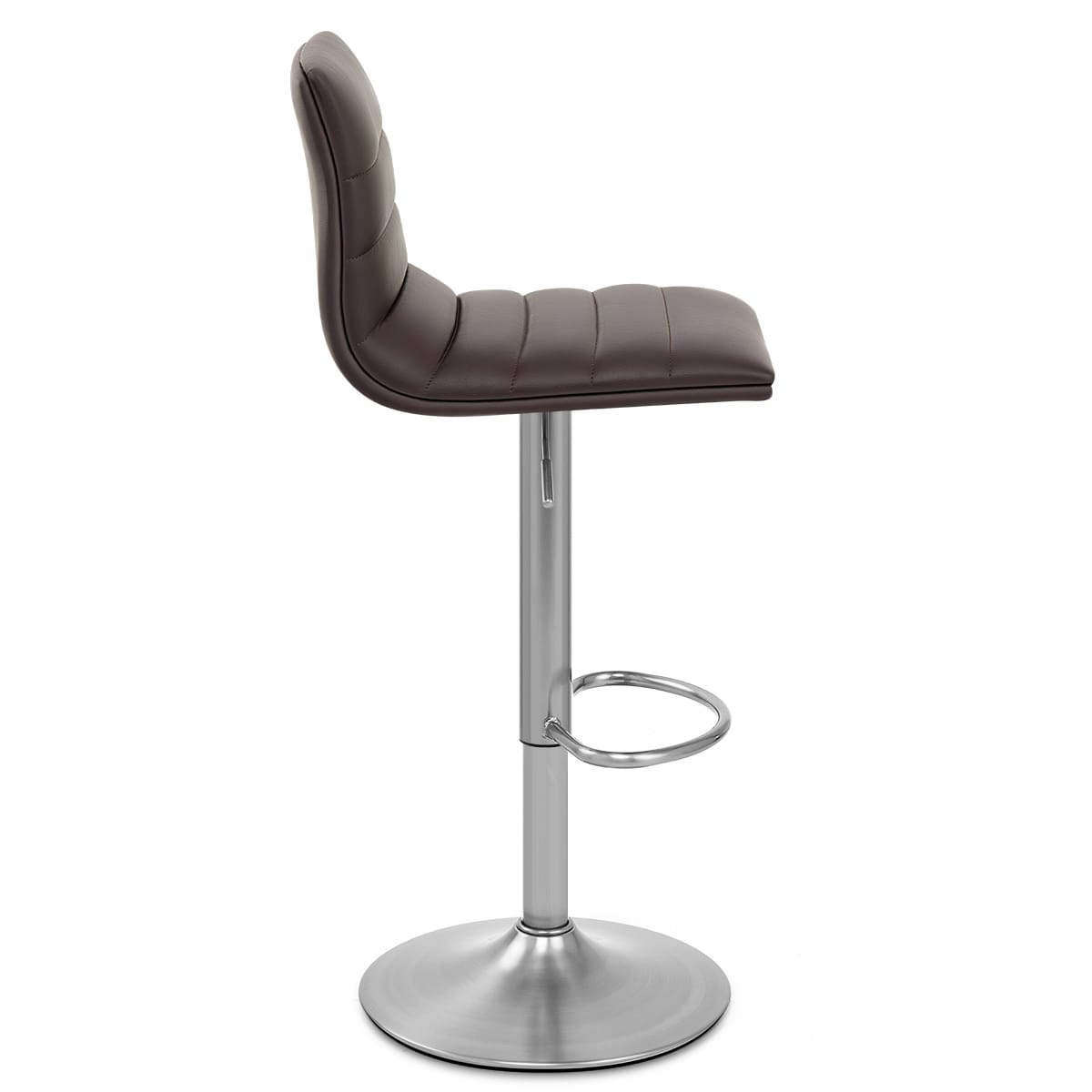 Linear Brushed Steel Bar Stool Brown