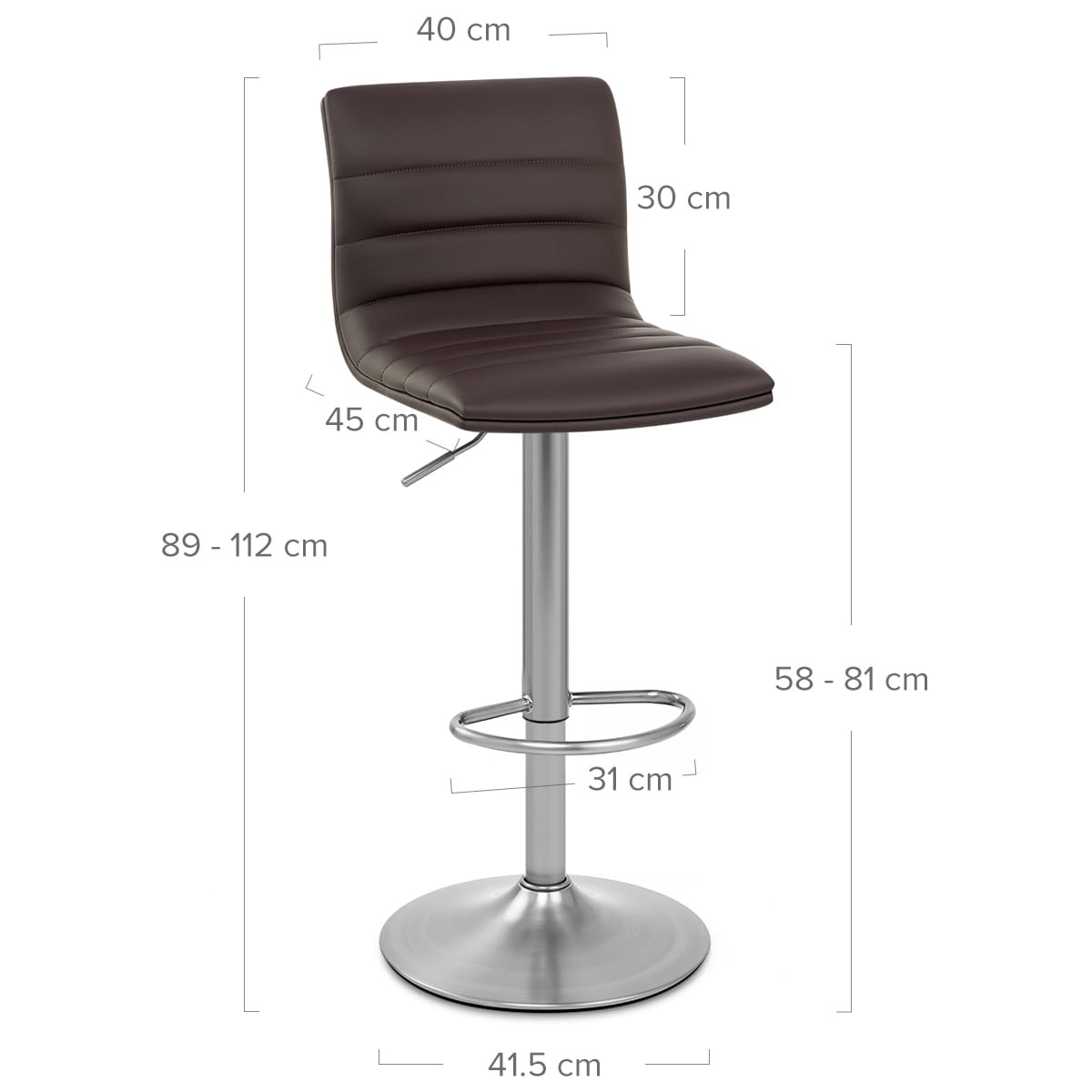 Linear Brushed Steel Bar Stool Brown