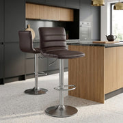 Linear Brushed Steel Bar Stool Brown