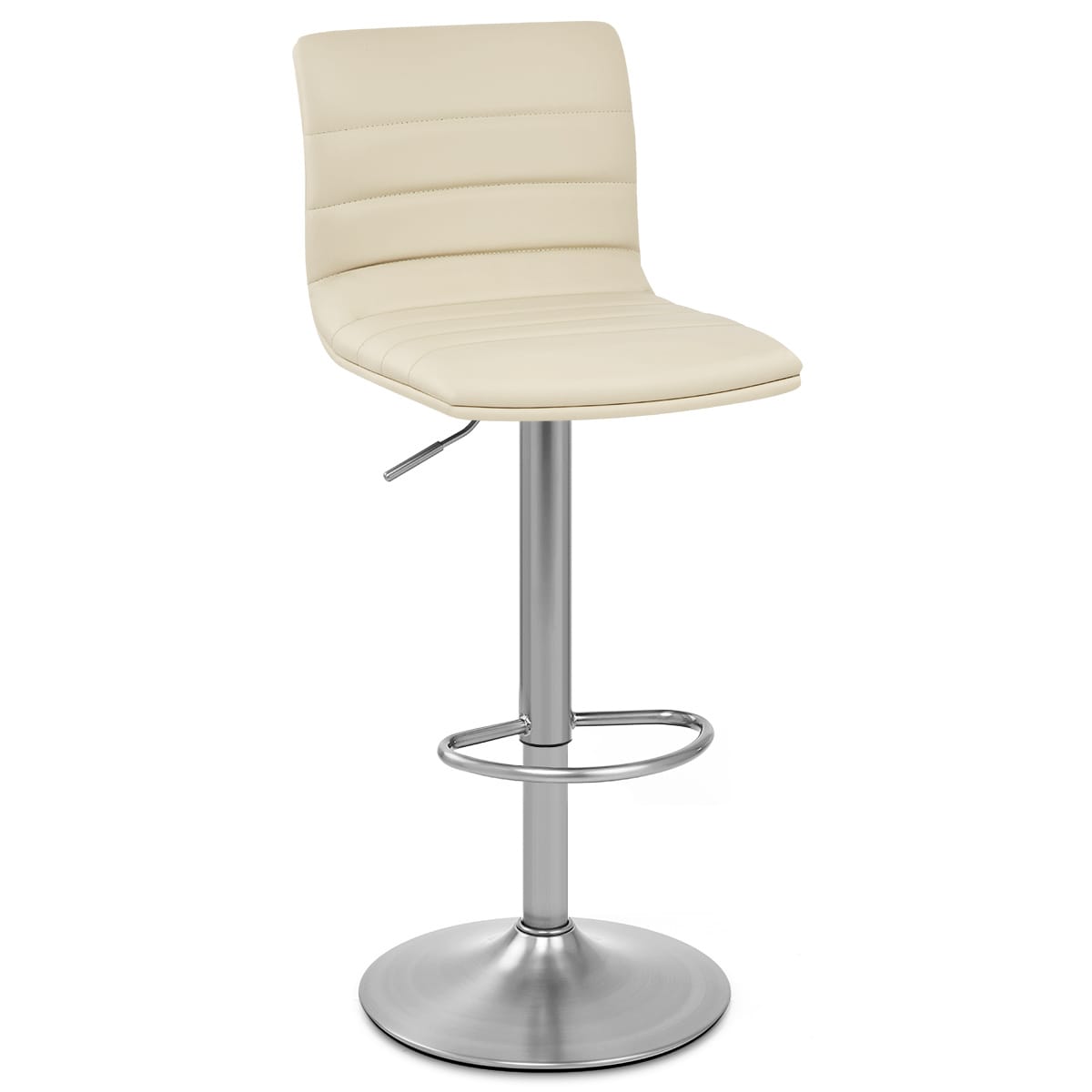 Linear Brushed Steel Bar Stool Cream