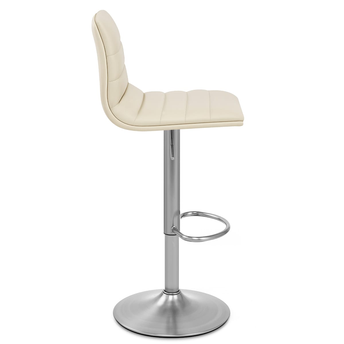 Linear Brushed Steel Bar Stool Cream