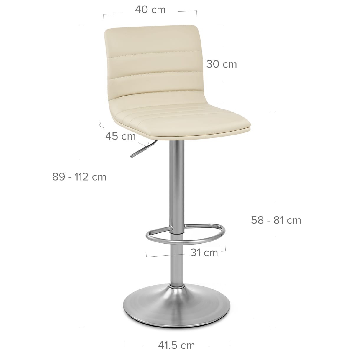 Linear Brushed Steel Bar Stool Cream