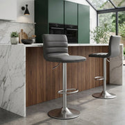 Linear Brushed Steel Bar Stool Grey