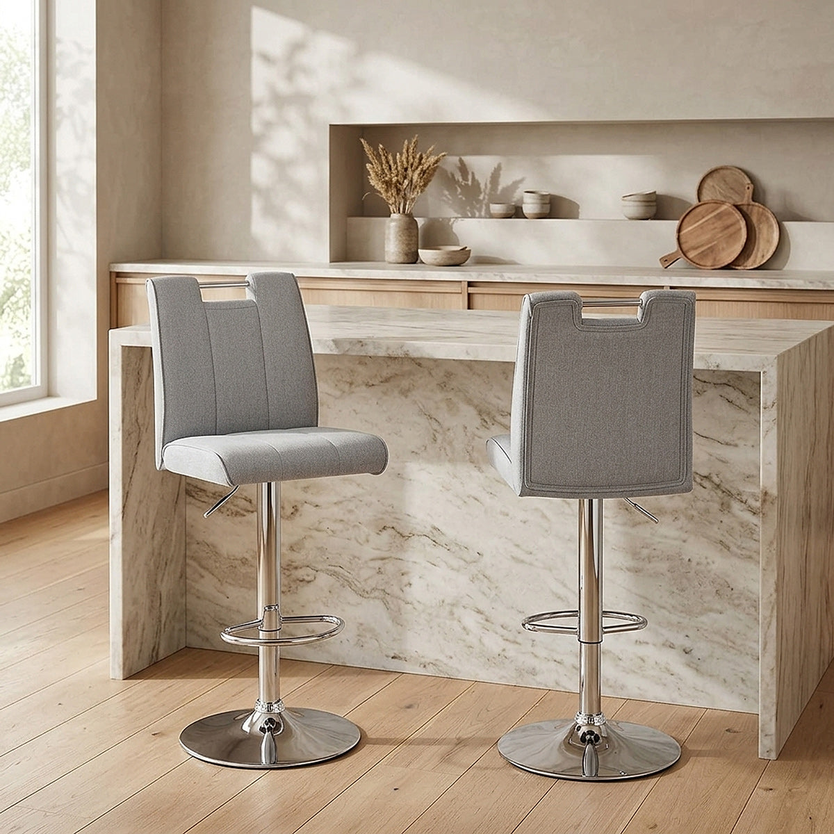 Loco Bar Stool Grey Fabric