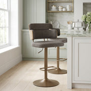 Logan Copper Bar Stool Grey Fabric