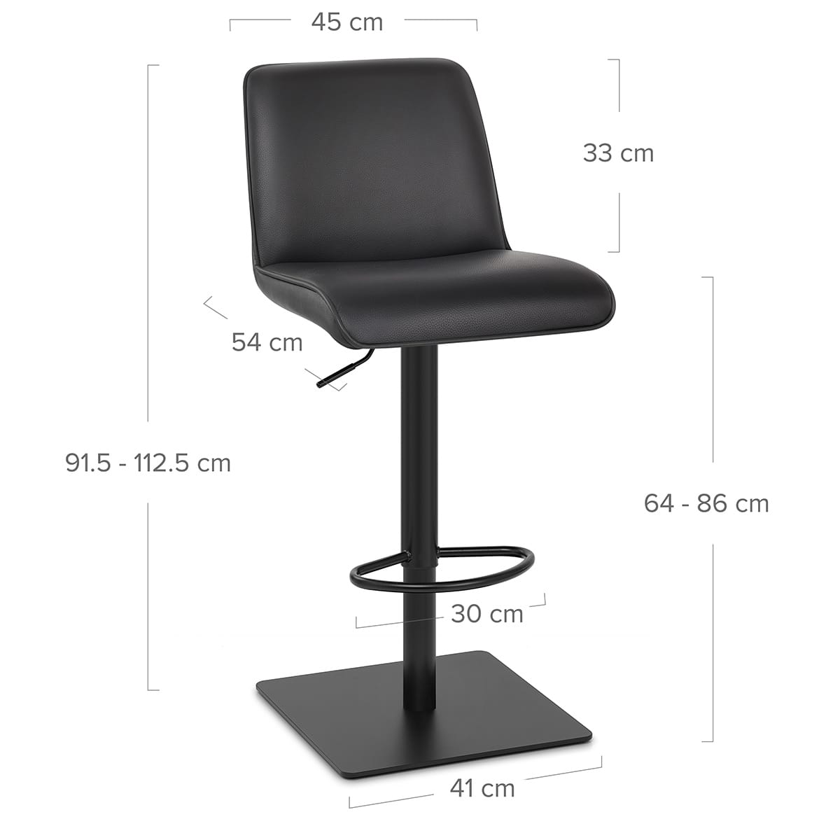 Lola Real Leather Bar Stool Black