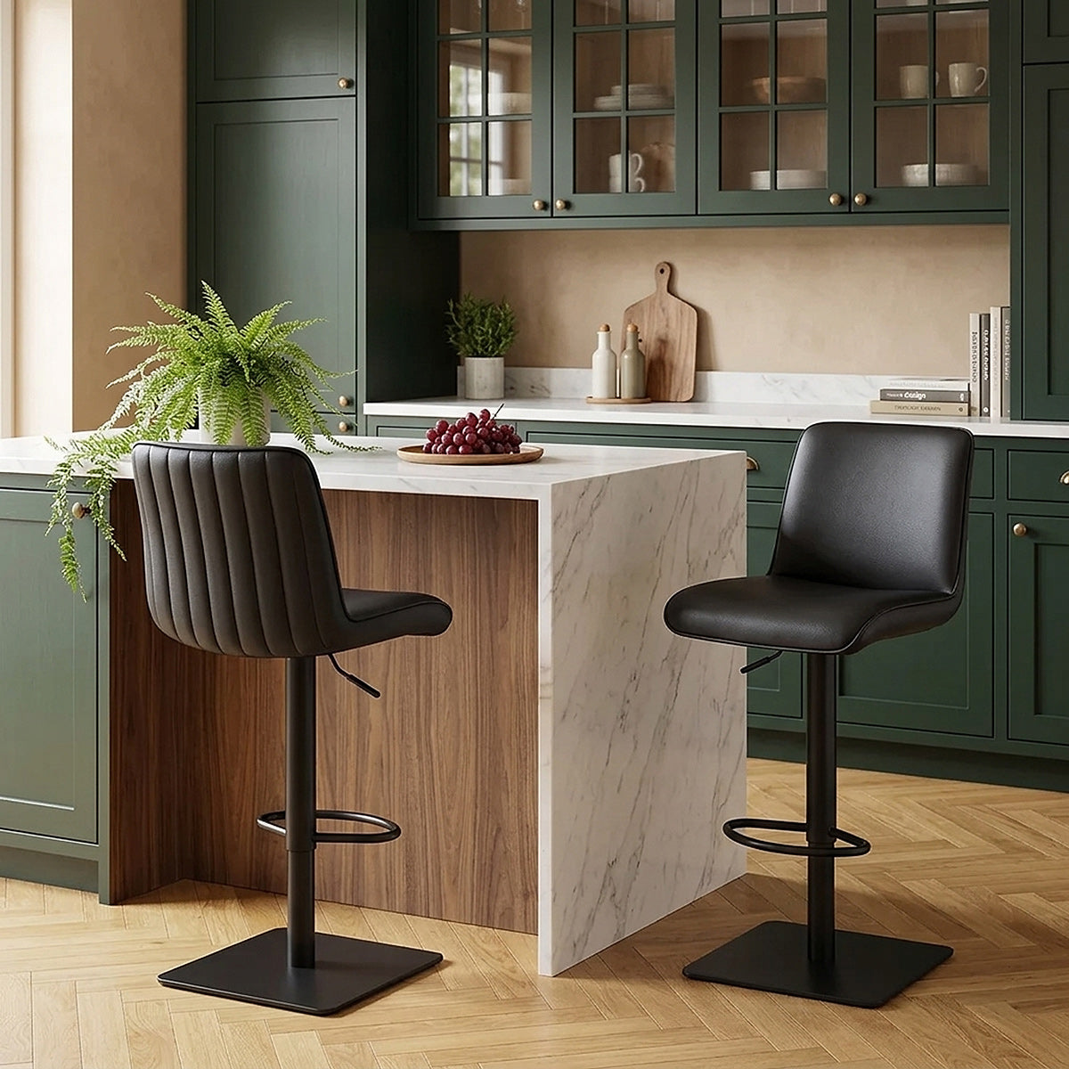 Lola Real Leather Bar Stool Black