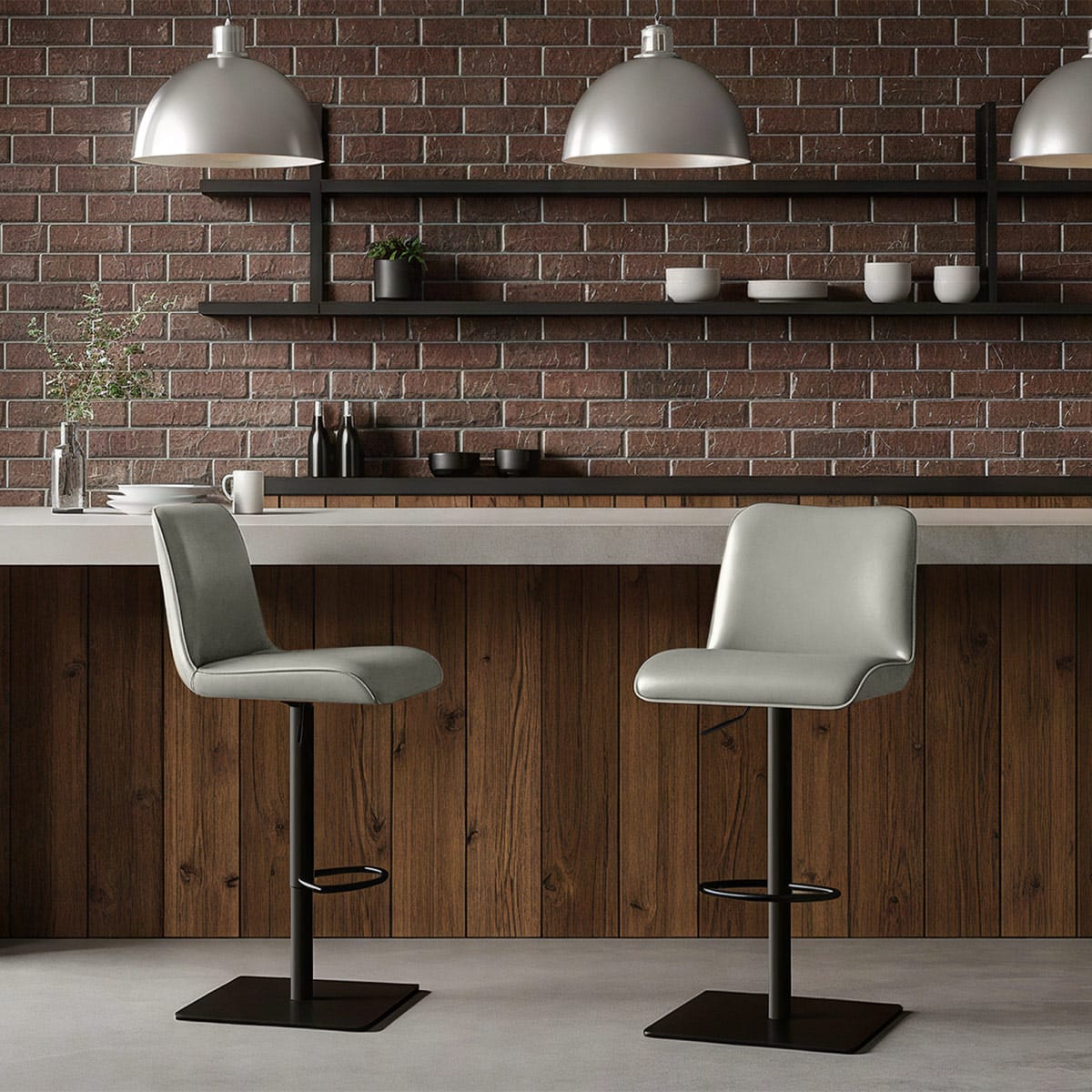Lola Real Leather Bar Stool Grey