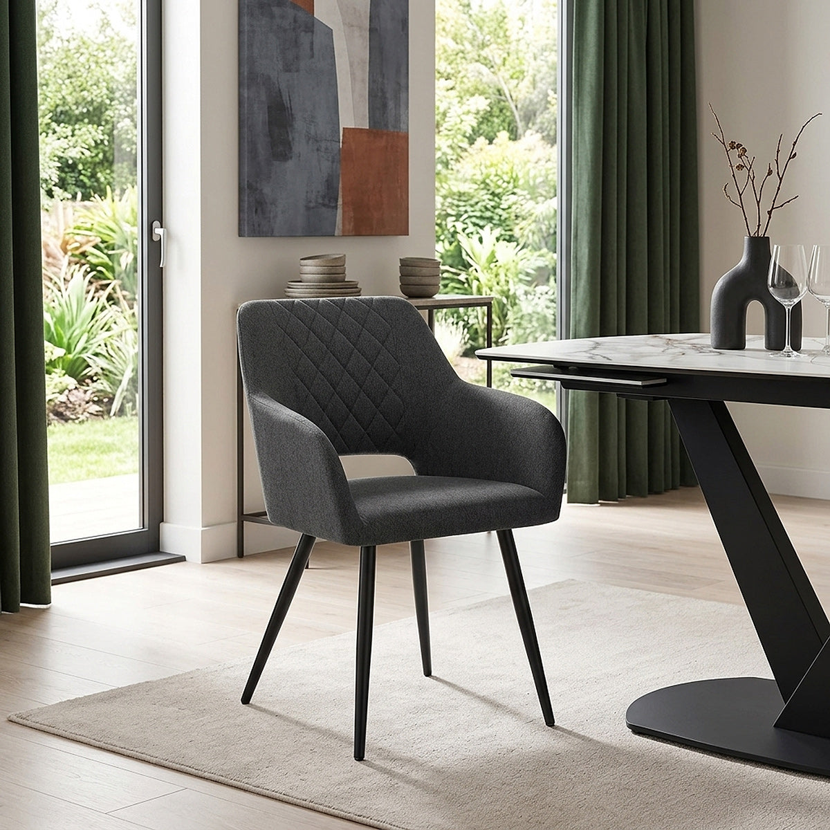 Lopez Dining Chair Charcoal Fabric