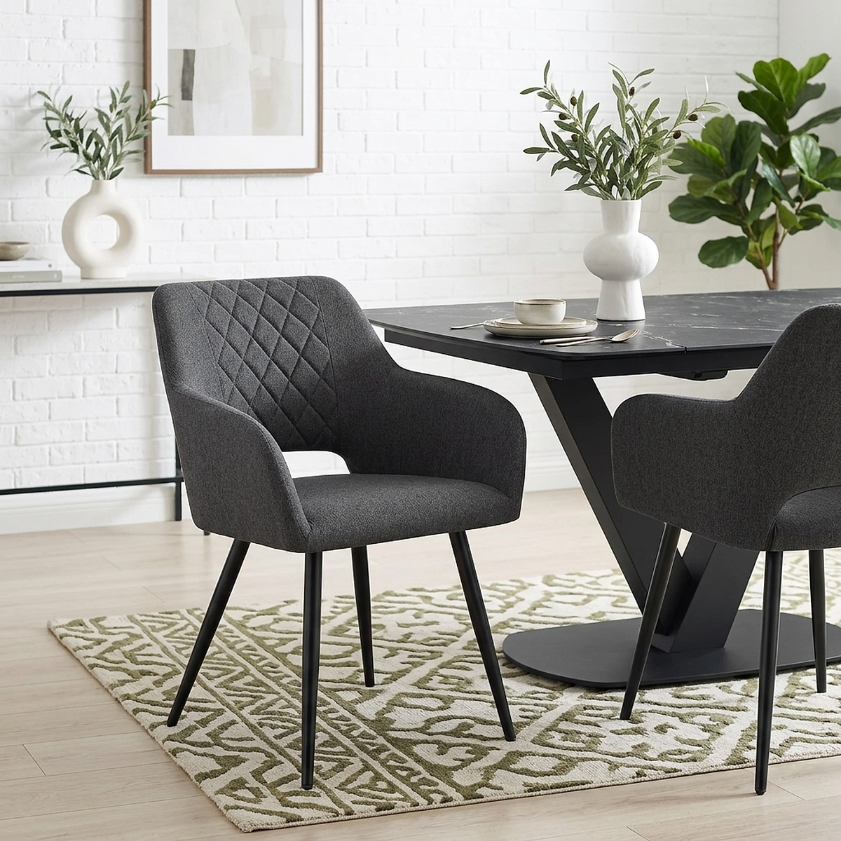Lopez Dining Chair Charcoal Fabric