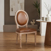 Louis Dining Chair Brown Real Leather
