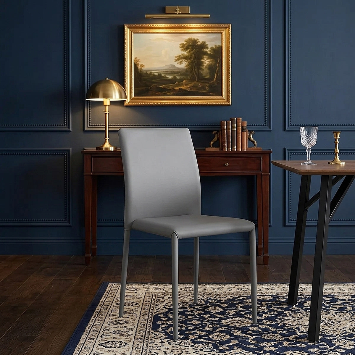 Lucas Oak Table & 4 Joshua Faux Leather Chairs Dining Set