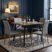 Lucas Oak Table & 4 Joshua Faux Leather Chairs Dining Set