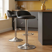 Lulu Brushed Steel Stool Black