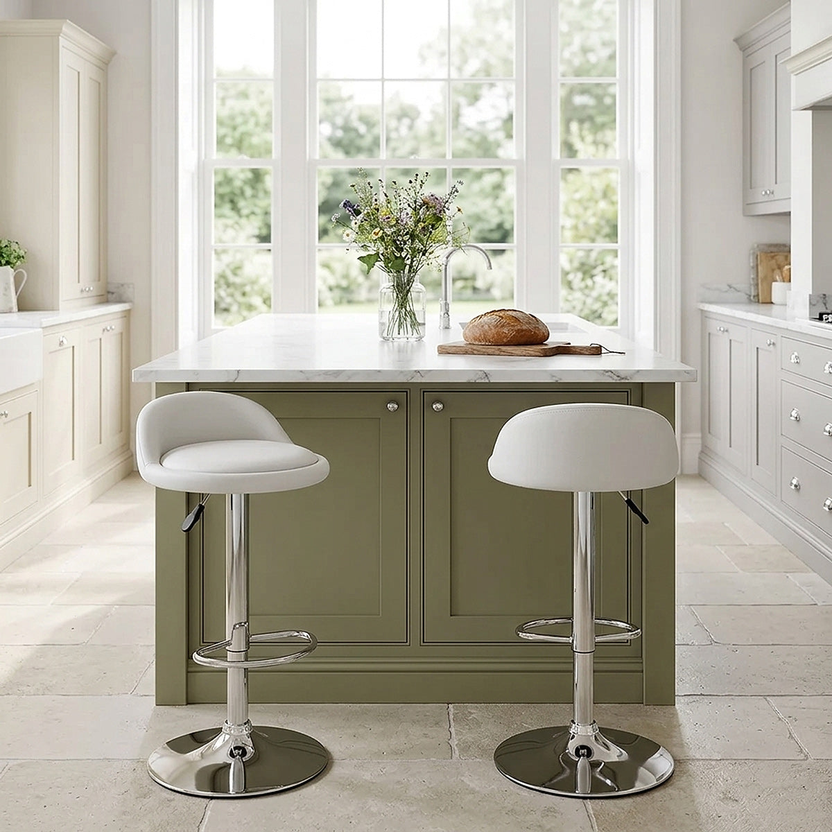 Lulu Real Leather Stool White