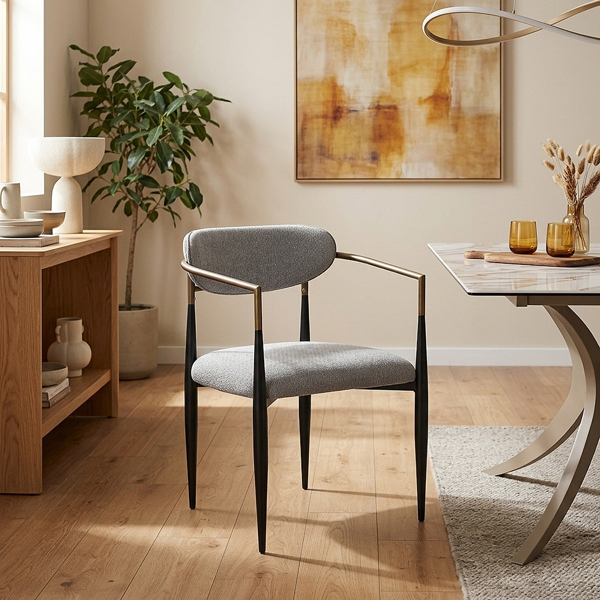 Lumix Dining Chair Grey Fabric