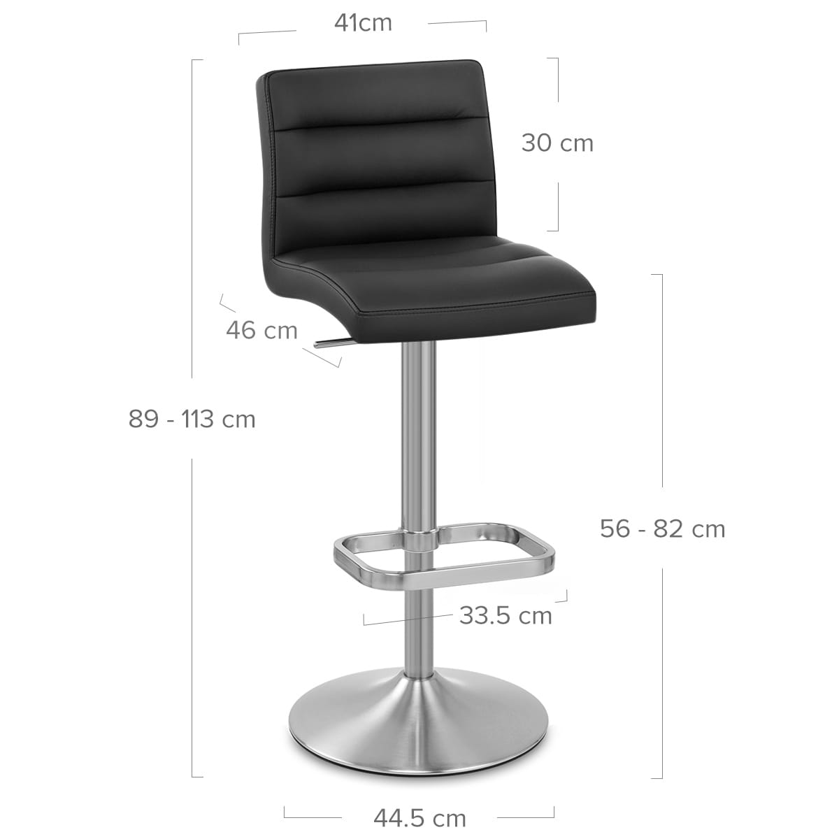 Lush Brushed Steel Bar Stool Black
