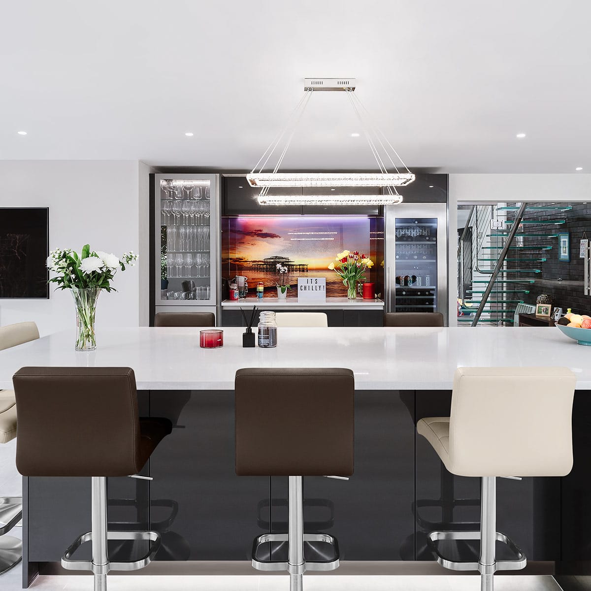 Lush Brushed Steel Bar Stool Brown