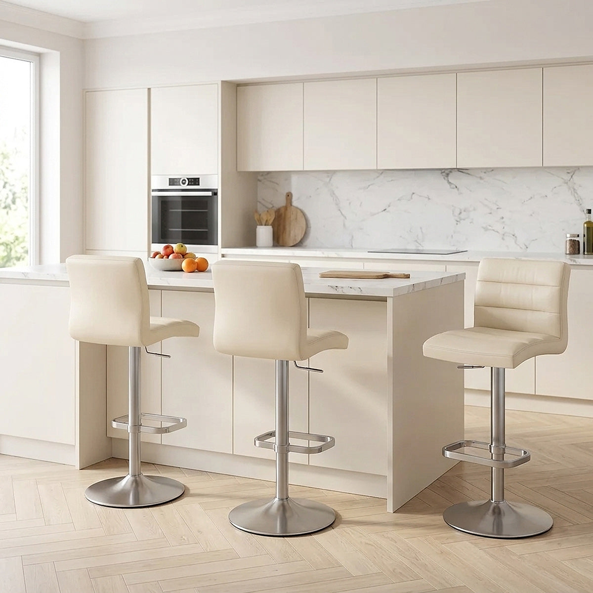 Lush Brushed Steel Bar Stool Cream