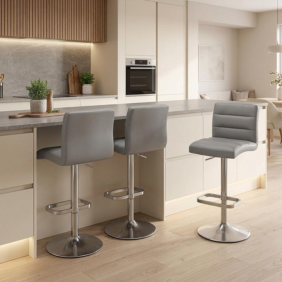 Lush Brushed Steel Bar Stool Grey