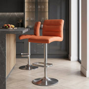 Lush Brushed Steel Bar Stool Orange