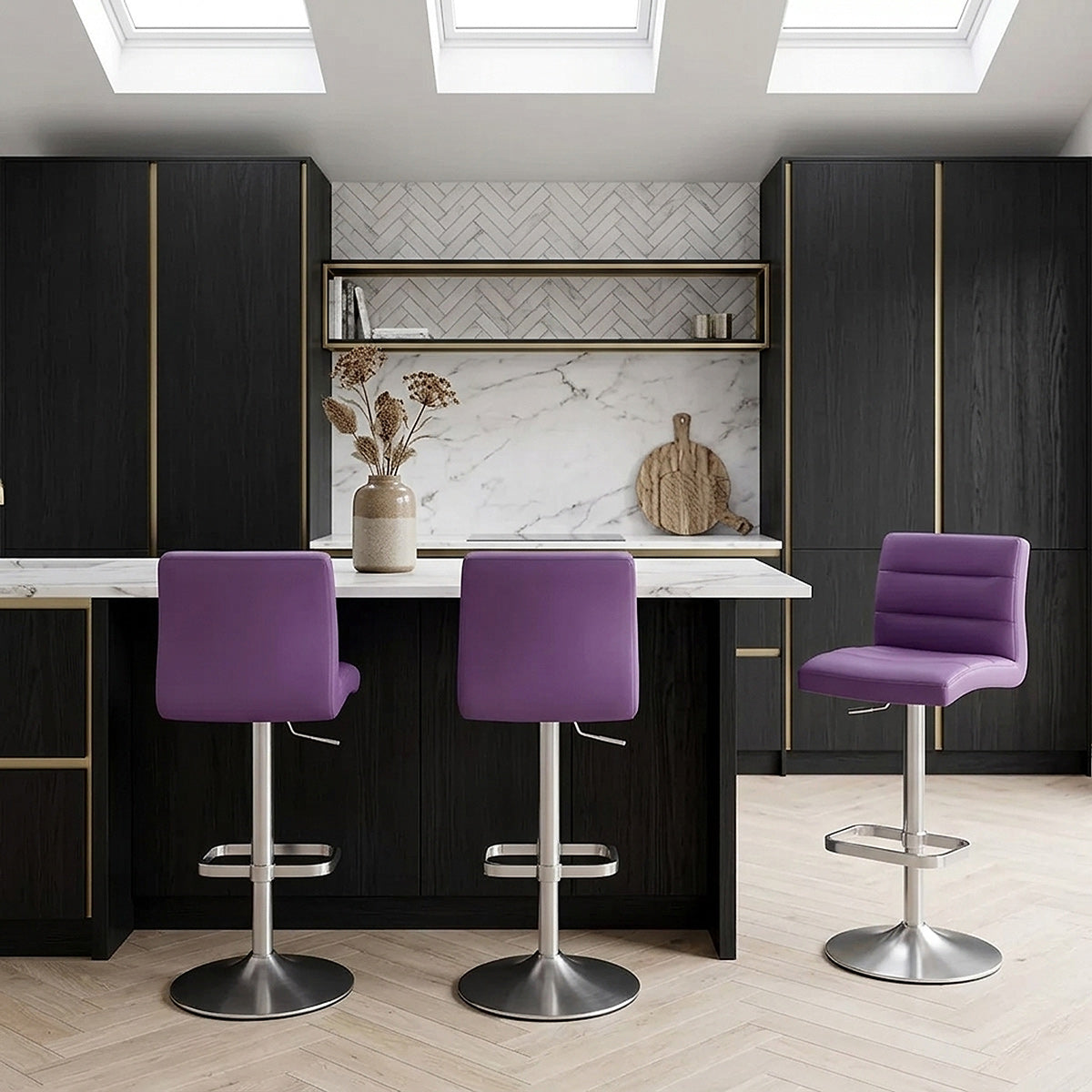 Lush Brushed Steel Bar Stool Purple