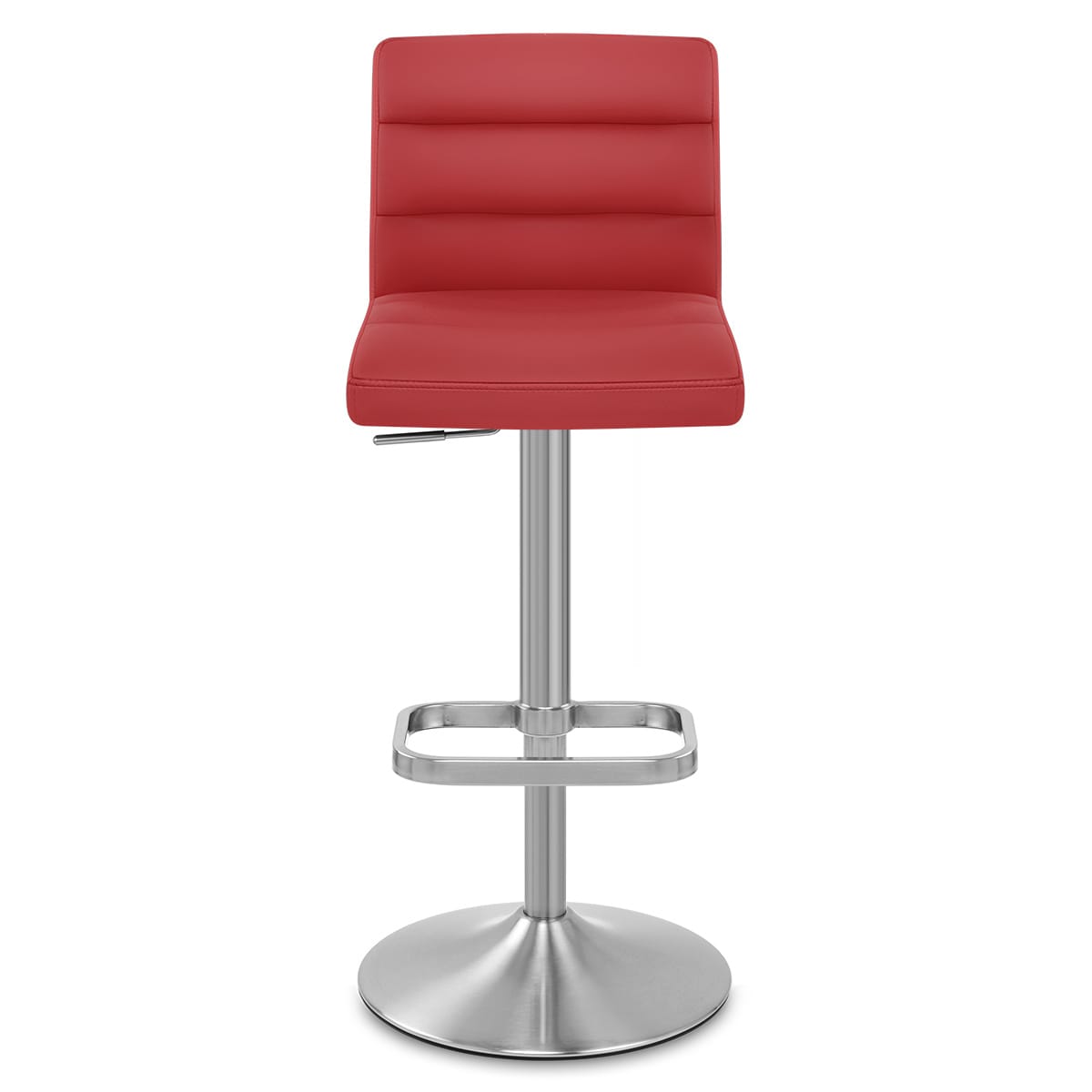 Lush Brushed Steel Bar Stool Red
