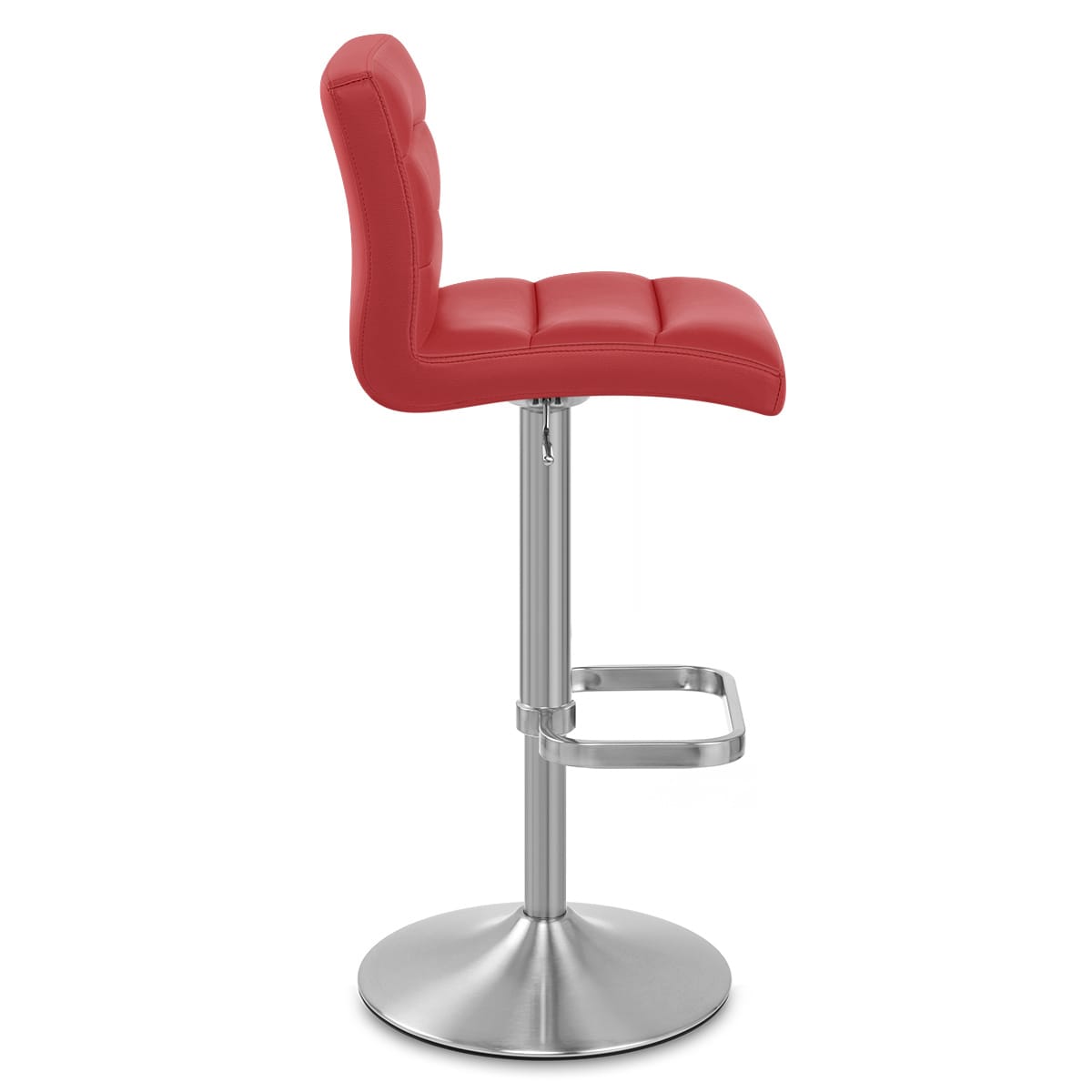 Lush Brushed Steel Bar Stool Red
