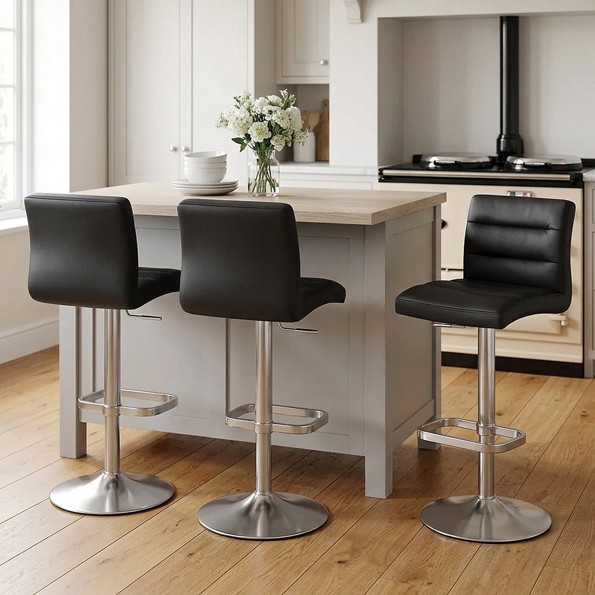 Lush Brushed Steel Bar Stool Black