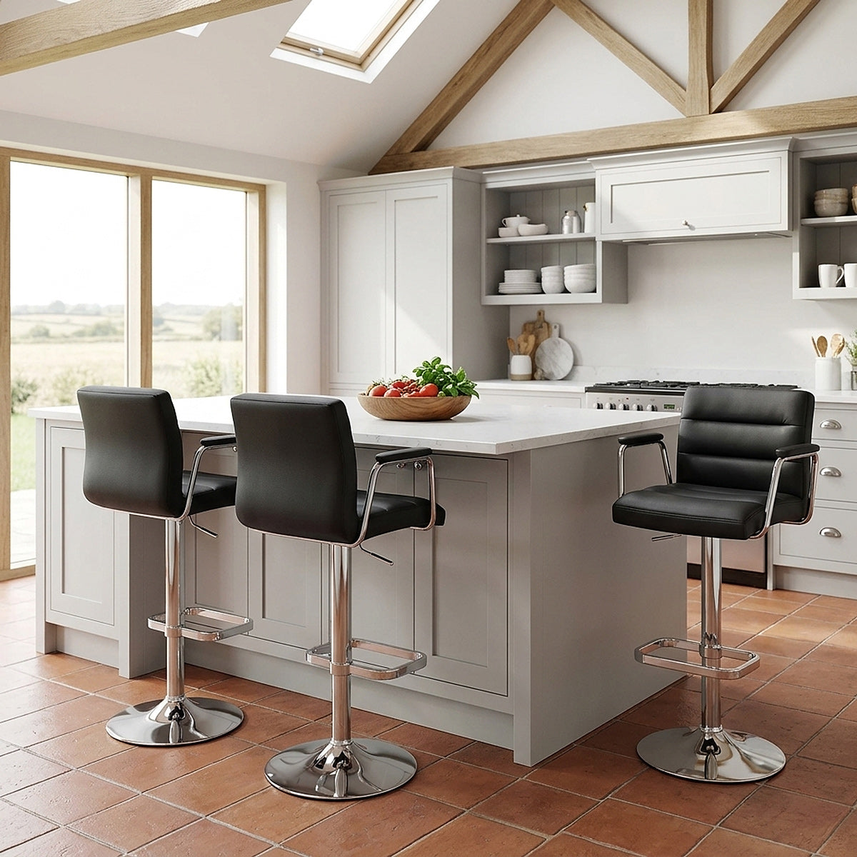 Lush Chrome Stool Black With Arms