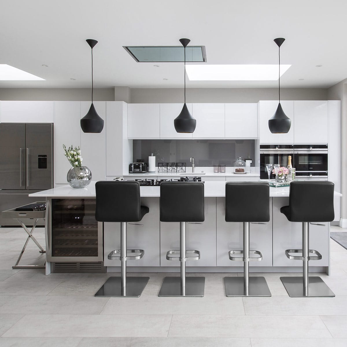 Lush Real Leather Brushed Stool Black