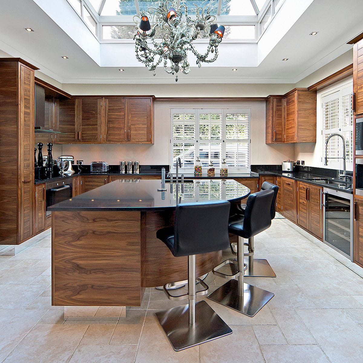 Lush Real Leather Brushed Stool Black