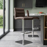 Lush Real Leather Brushed Stool Brown