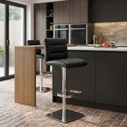 Lush Real Leather Brushed Stool Black