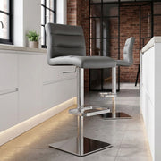 Lush Real Leather Brushed Stool Grey