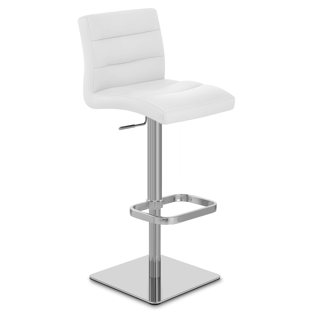 Lush Real Leather Brushed Stool White