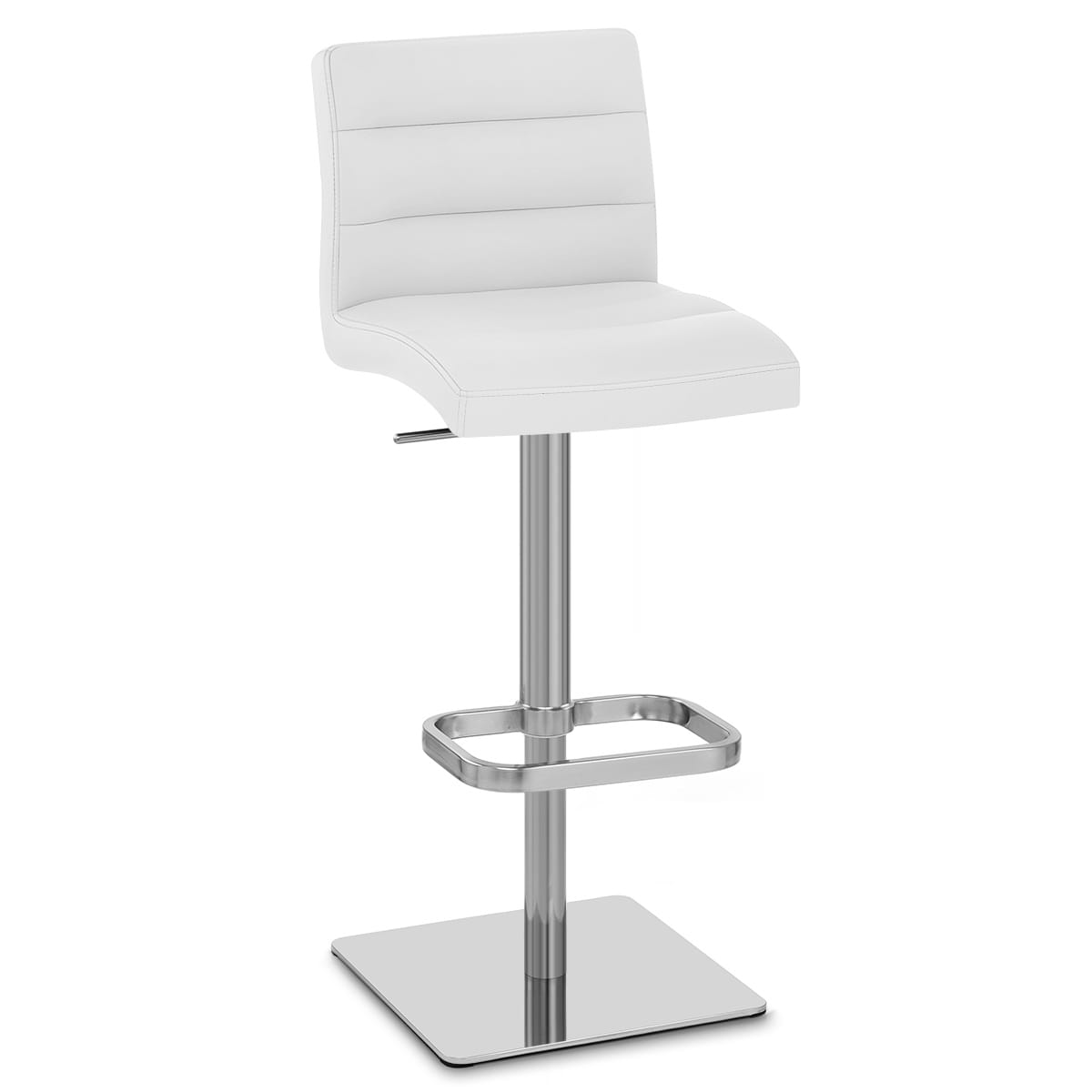 Lush Real Leather Brushed Stool White