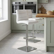 Lush Real Leather Brushed Stool White