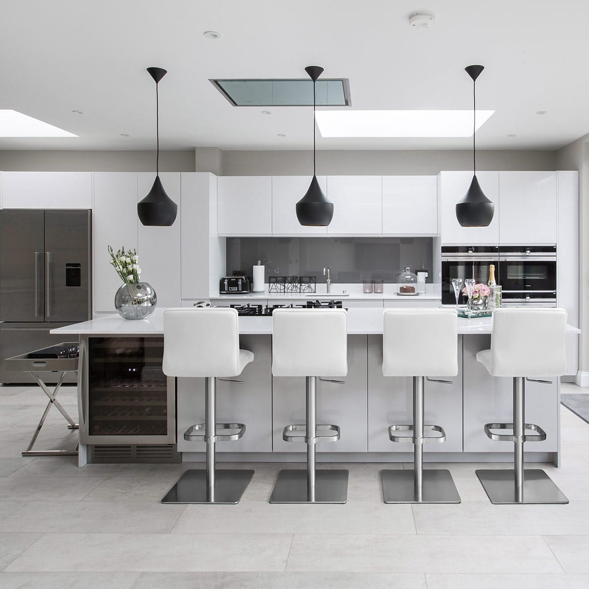 Lush Real Leather Brushed Stool White