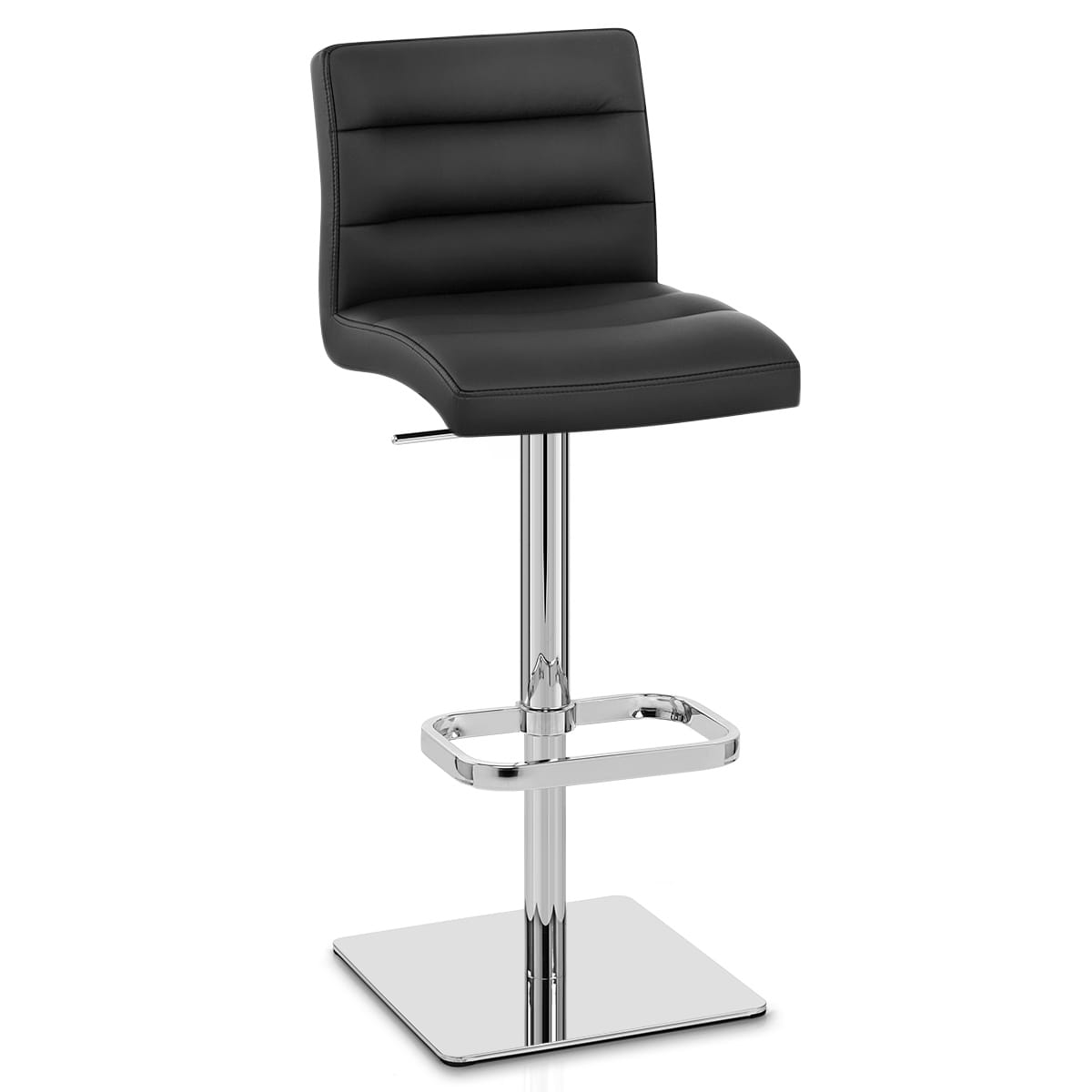Lush Real Leather Chrome Stool Black