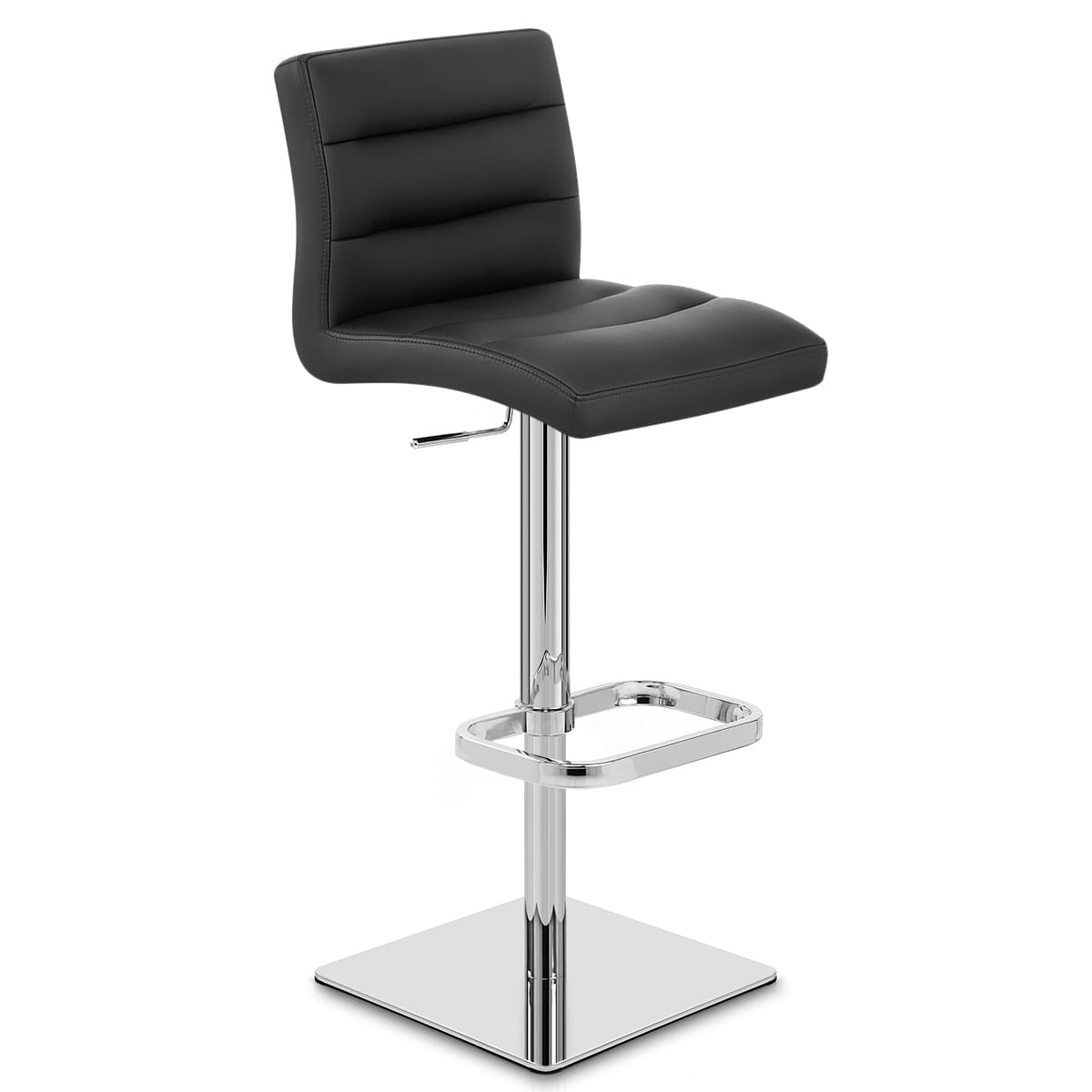 Lush Real Leather Chrome Stool Black
