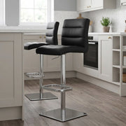 Lush Real Leather Chrome Stool Black