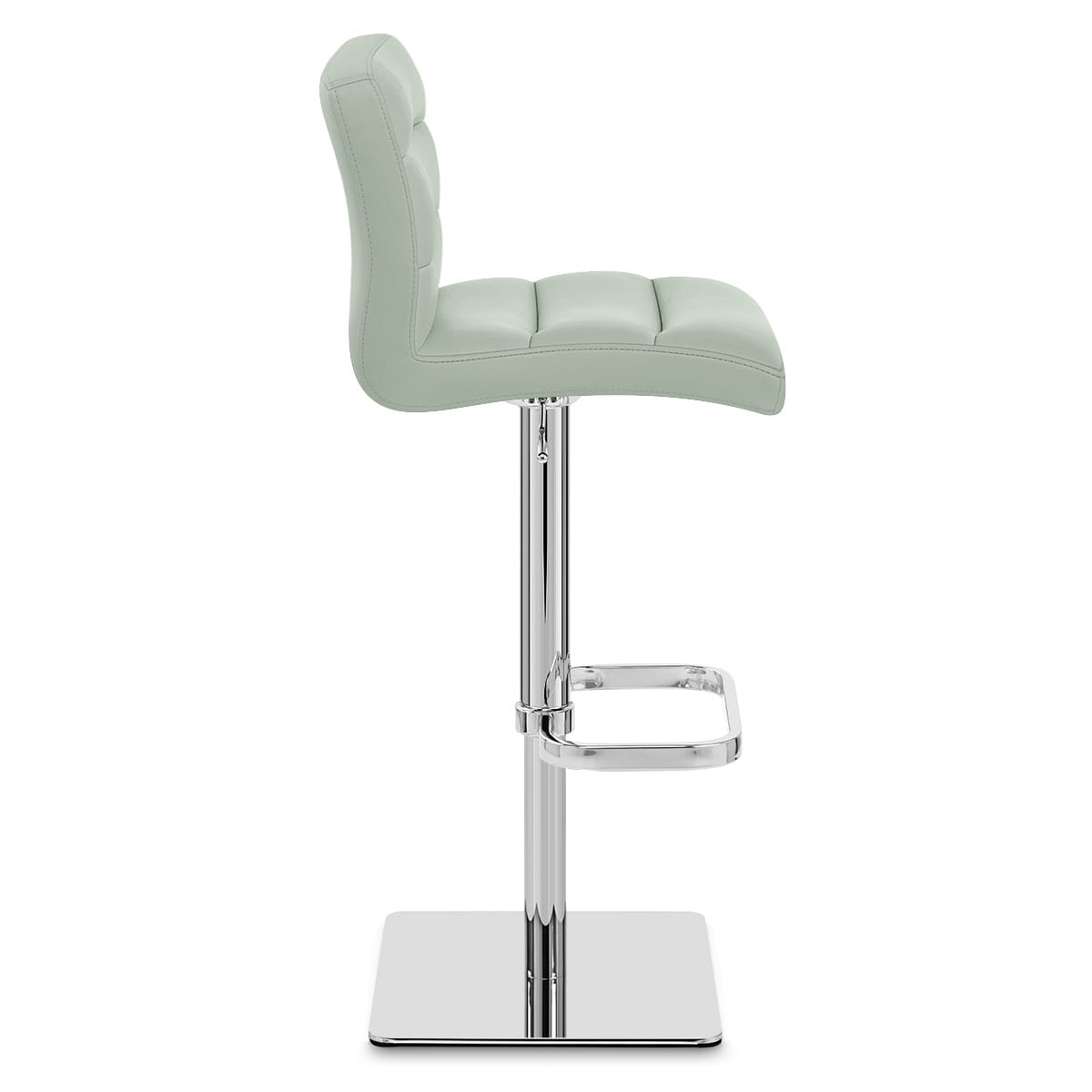 Lush Real Leather Chrome Stool Green